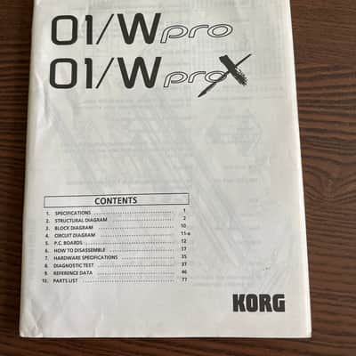Korg 01/WPro and 01/WProX Service Manual 1992