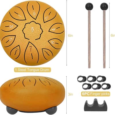 Steel Tongue Drum 11 Notes 6 Inches Hand Drum Healing Drum Percussion Drums Instrument Steel Drum Handpan Drum image 2