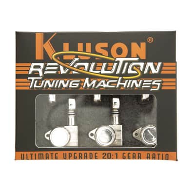 Kluson 3x3 Revolution E-Mount 90deg 20:1 ratio Locking Tuners, Nickel image 5