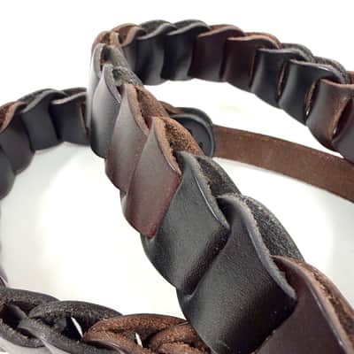 Walker And Williams M-71-CGN/BLK Throwback Series Hickory Brown And Black Grain Leather "Latch" Mandolin Strap image 4