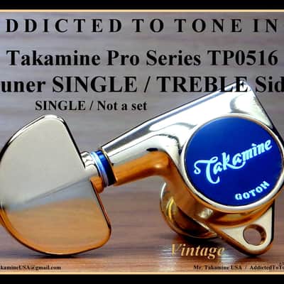 Takamine Takamine Pro Series TP0516 Vintage Tuner SINGLE / TREBLE Side - Gold Machine Head with Gold Buttons image 1