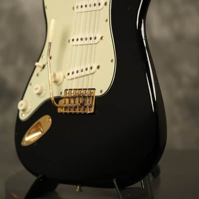 1960 Fender LEFT-HANDED Stratocaster factory assembled with '57 neck Custom Color BLACK with GOLD hardware!!! image 8