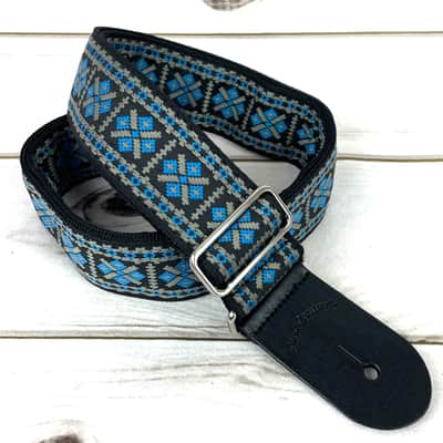 Walker & Williams H-13-M Vintage Series Woven Hootenanny Hippie Strap Blue & Grey image 2