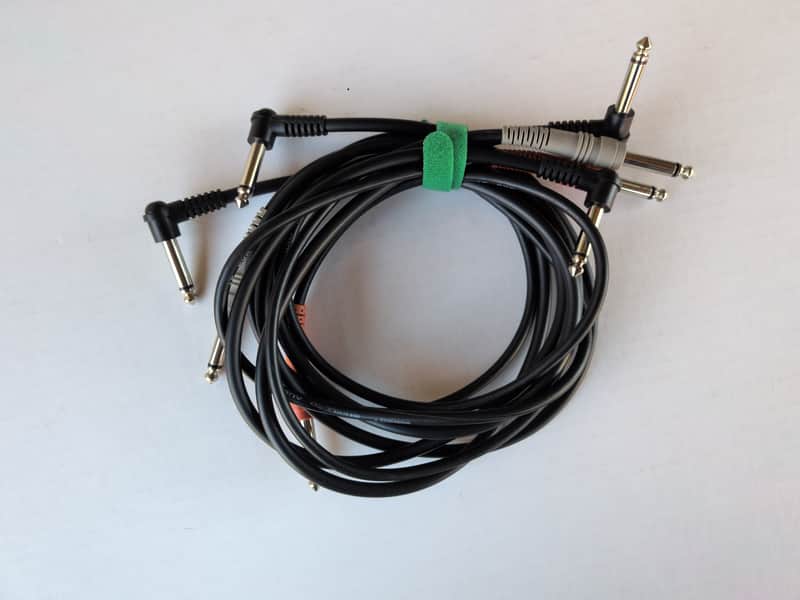 Hosa 4x3" TS patch cables - 2 L-Shape/Angled, 2 Straight - Black image 1