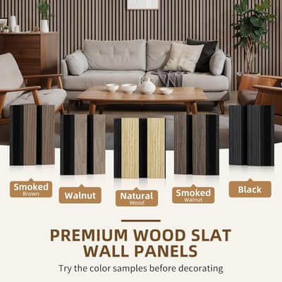 Wood Panels For Wall Acoustic Panels For Interior Wall Decor, 3D Wood Slat Wall Panel/Fluted Sound Absorbing Noise Cancelling Panels - 5 Pack Color Samples image 2