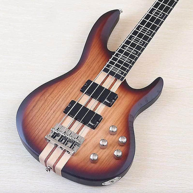 Sunburst 4 String Electric Bass, Ash Wood Body, Neck Through Maple Neck image 1
