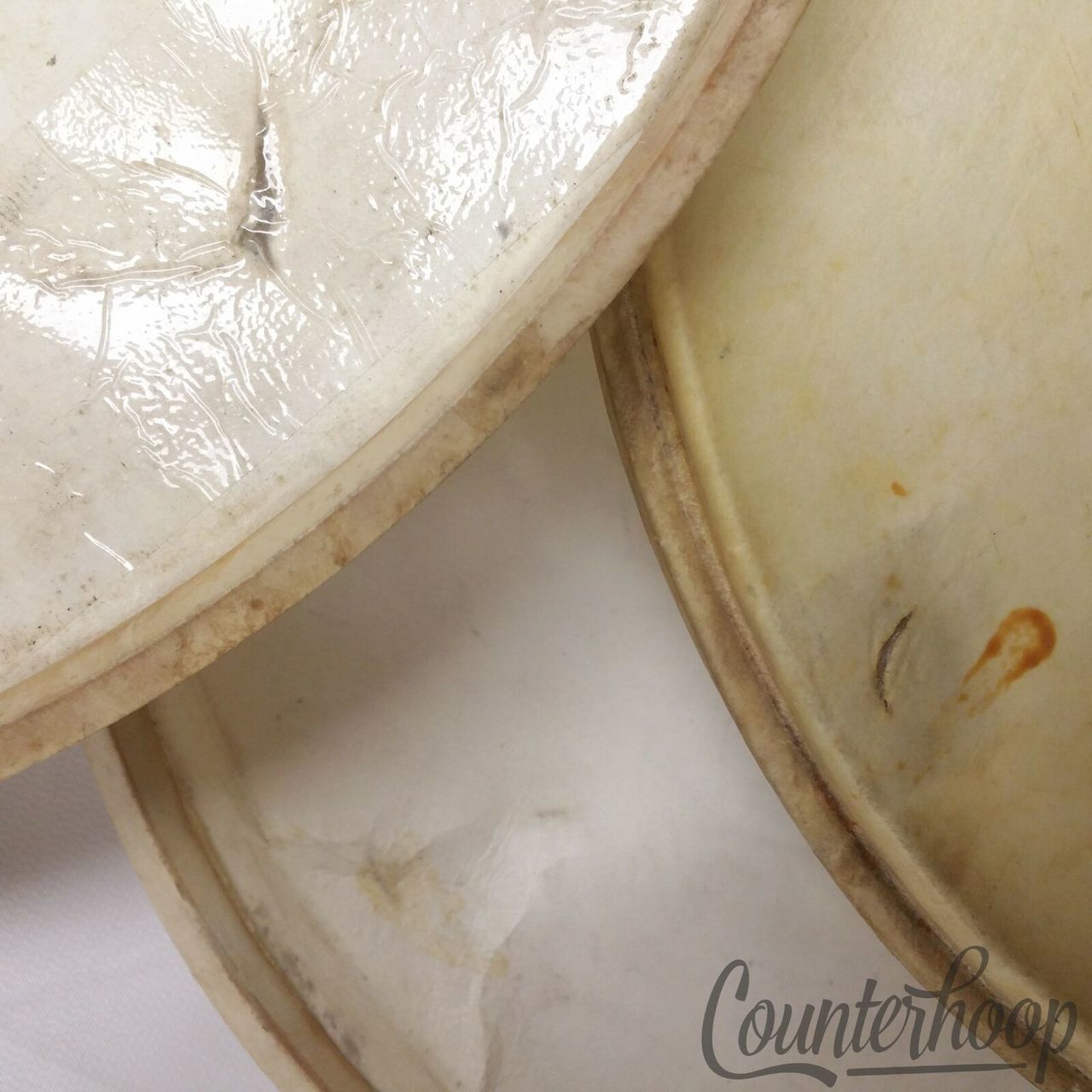 Leedy 3x 14" Calf Skin Snare/Tom Drum Heads Batter Vintage 30s Calfskin USA Lot* — main photograph