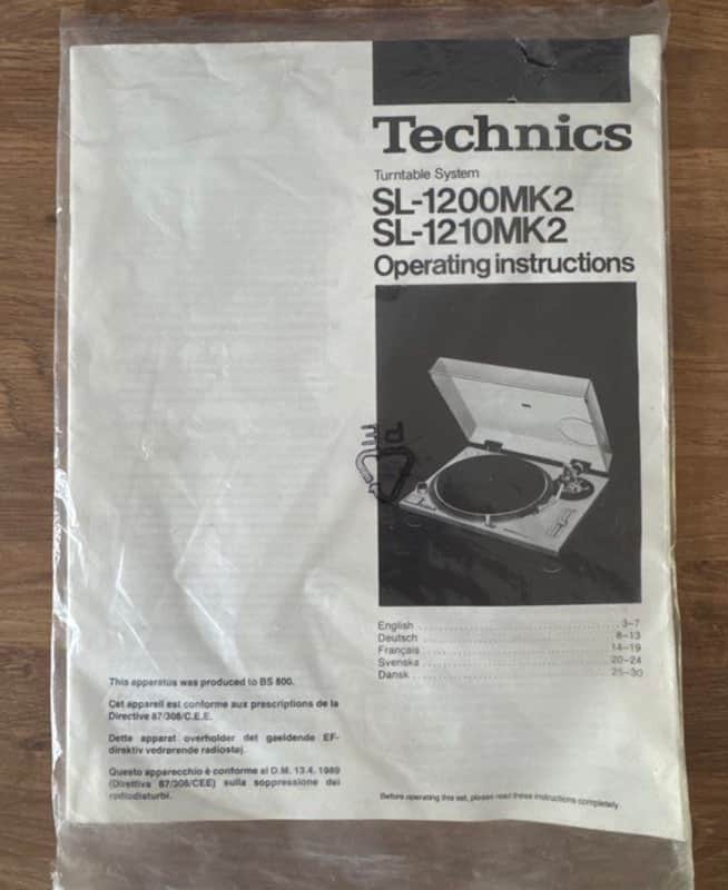 Operating Instructions of an Technics SL-1200MK2 1979 - 2010 - Silver image 1