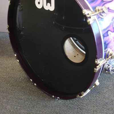 DW Drums Collector's Custom Ordered USA 6pc Drum Kit White & Purple Flames image 9