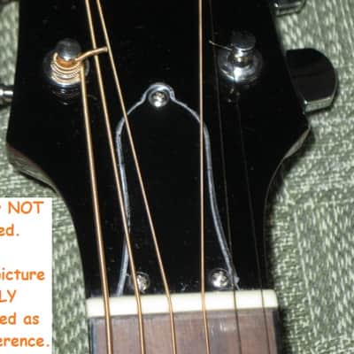 open package (near A+) unknown brand Epiphone 3 Hole Truss Rod Cover, blank (NO info), 2 ply (black front side / white bevelled edge, & white back side), bell shape + silver screws (TOP SIDE of cover has clear plastic over it), from 2020s image 8