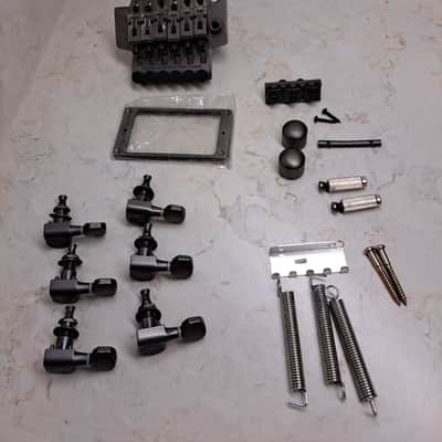 Ibanez Floyd Rose Electric Guitar Bridge & Complete Hardware Set- 6 Inline Tuners, Knobs, Pickup Frame, etc.- Satin Silver image 2