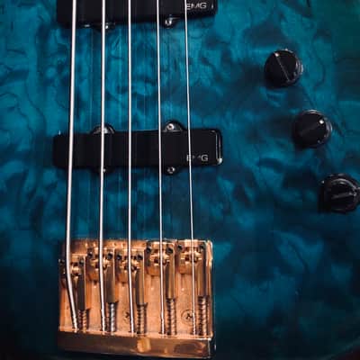 Modulus Graphite SPX 5 Bass 1989 Aqua Transparent Figured Maple image 8