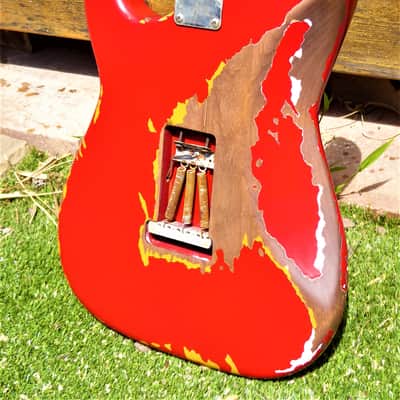 DY Guitars Gary Moore fiesta red relic strat body PRE-BUILD ORDER image 9