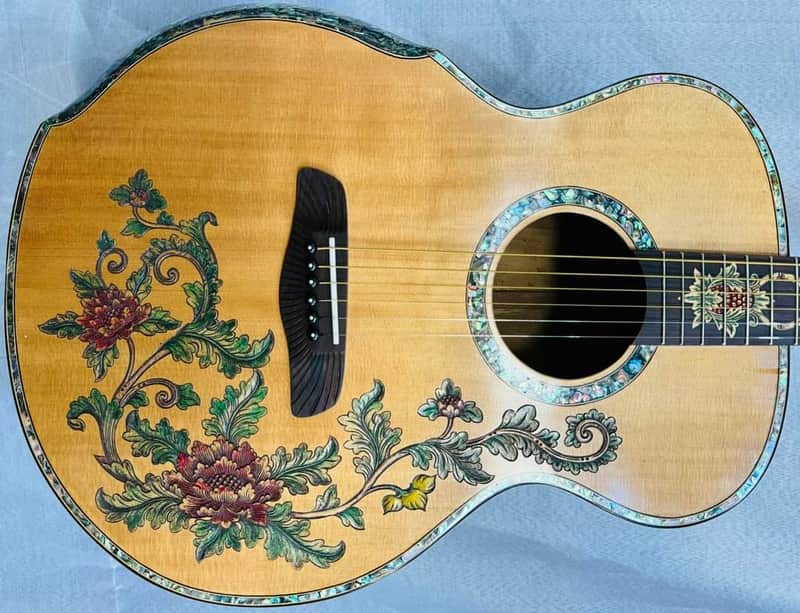 Blueberry Handmade Grand Concert Size Acoustic Guitar with Arm Rest image 1