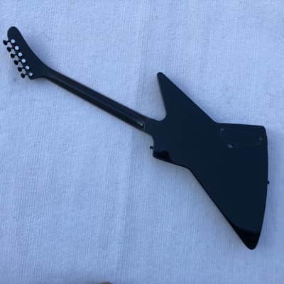 Left Handed Black Explorer Style Guitar, Basswood Body, Maple Neck image 8