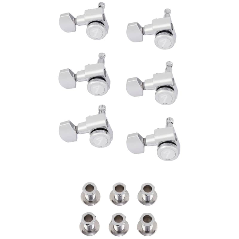 Fender Deluxe Locking Staggered Guitar Tuners, Left-Handed Chrome image 1
