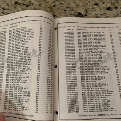 Fender Dealer Parts Price List 1993 image 4