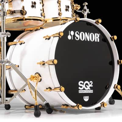 Sonor SQ2 5pc Beech Shell  Pack  - Solid White Lacquer w/Gold Hardware image 6
