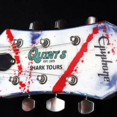 Custom Painted and Upgraded Epiphone Les Paul JR, Aged and Worn With Graphics and Matching Headstock image 9
