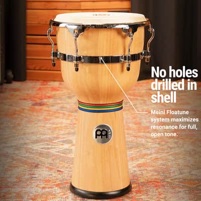 Meinl Percussion DJW3NT 12-Inch Floatune Series Wood Djembe, Natural Finish image 2