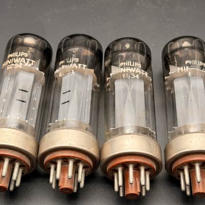 Philips Miniwatt EL34 METAL BASE Tubes Quartet Tested Metrix U61B 89,5% MATCHED image 6