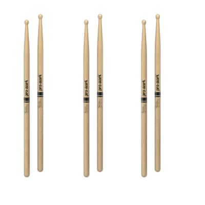 3 PAIRS Pro-Mark TXPCW Hickory PC Phil Collins Wood Tip Drum Sticks UPC 616022104819 image 1