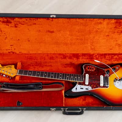 1966 Fender Jaguar Vintage Offset Guitar Sunburst w/ Big Neck, Case image 23