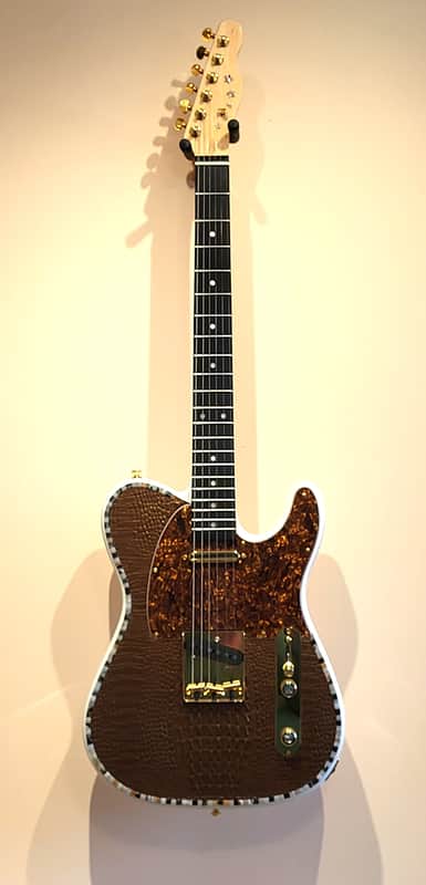 Custom Designed & Crafted White Tele Style w/Gold Alligator Tolex & Amazonite Stones Serial #064 - 2025 image 1
