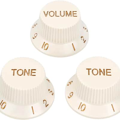 18-Spline Electric Guitar Control Knobs 2 Tone and 1 Volume Knobs Metric 6mm (15/64") Speed Knobs Top Hat for Squier Strat ST Electric Guitars Pack of 3 JT/XN-04 Vintage White image 1