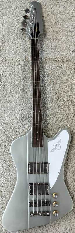 Epiphone Thunderbird 64 4-String Electric Bass Guitar with Gig Bag, Silver Mist image 1