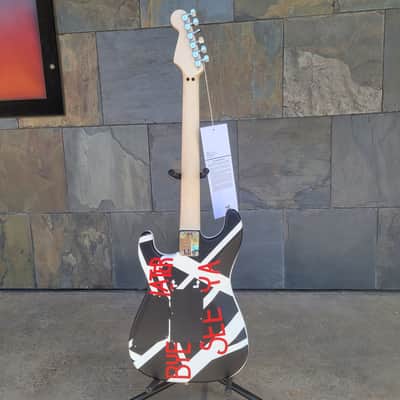 EVH® Striped Series Circles, Maple Fingerboard, White and Black with Gigbag image 8