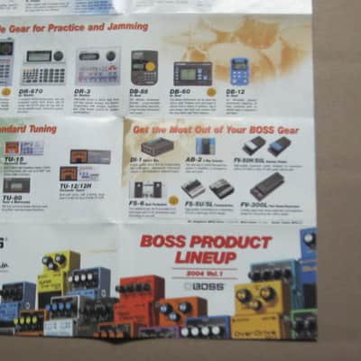 very clean Boss Product Lineup 2004 Vol.1 (fold open product catalog - fully open it is 14 inches L x 10 inches W), printed in Taiwan 2004 image 21