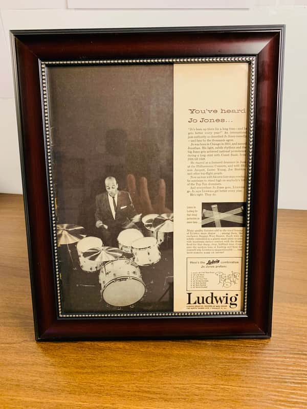 Immagine |Framed Original| 1961 Ludwig Drums Promotional Ad featuring Jo Jones - 1