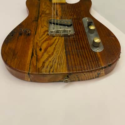 Woodcraft Electric Guitars Telecaster with 125 years old Reclaimed Wood image 5