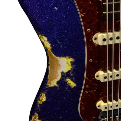 Fender Custom Shop Bass VI Journeyman Relic - Purple Sparkle over Graffiti Yellow image 8