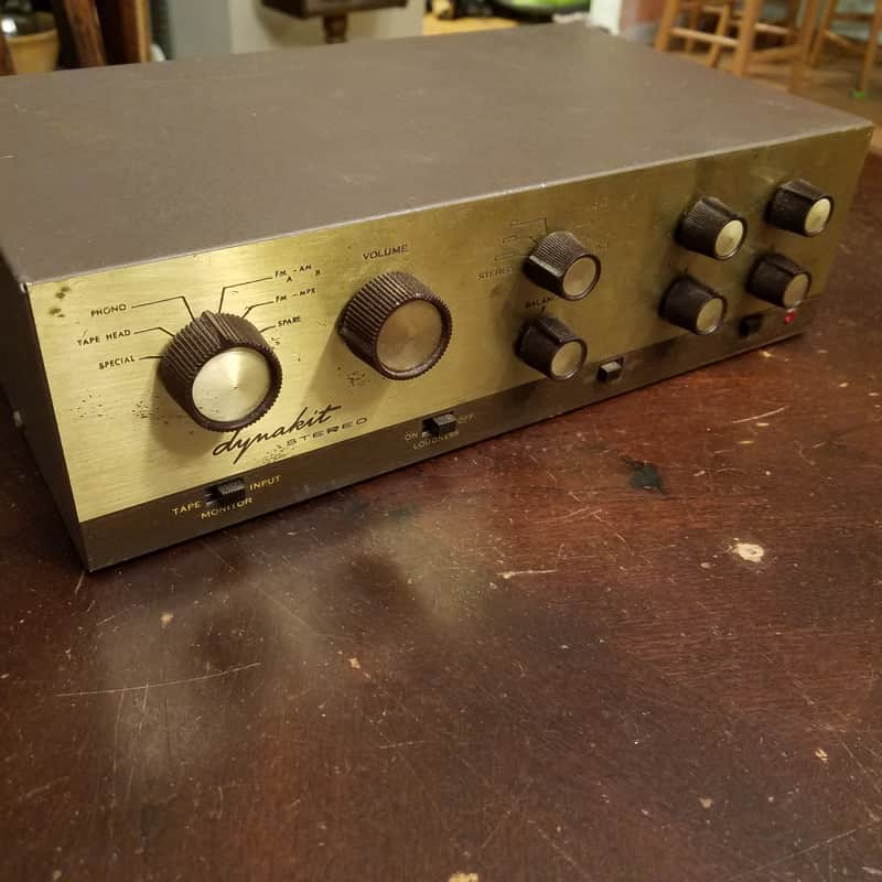 Dynaco PAS-2 Gold stereo tube hifi preamp PAS2 Dynakit 1960s - gold and brown