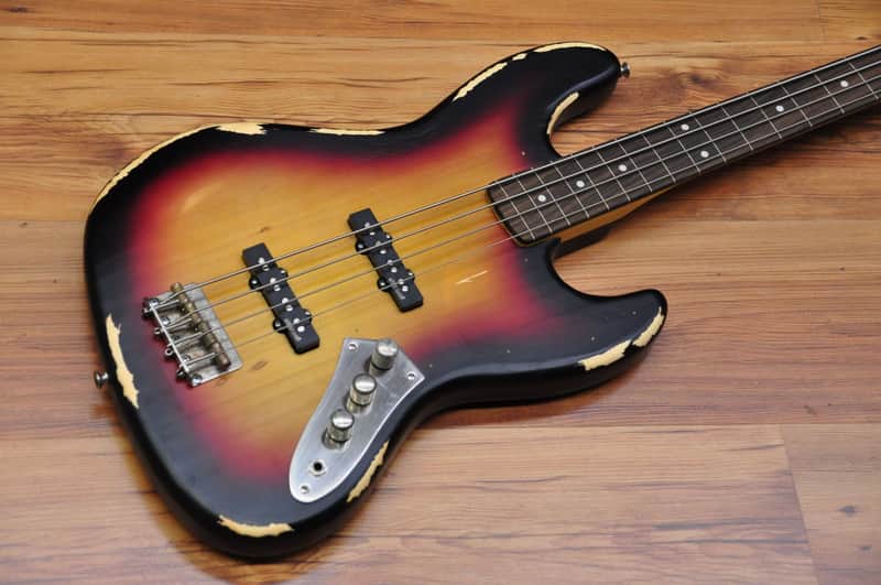 Vintage VJ74 Icon Fretless Bass - Sunset Sunburst image 1