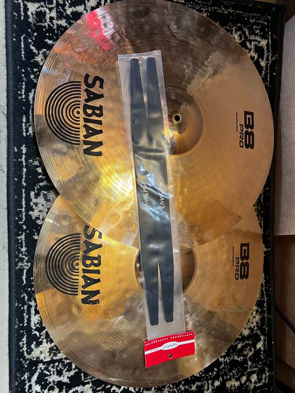 Mint Sabian 20" B8 Pro Marching Band Cymbals w/ Straps - Brilliant image 1