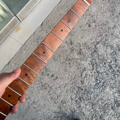4-string electric bass neck jazz bass stainless steel 20 frets Roasted flame Maple guitar neck 34inch hole 18mm maple fingerboard image 1