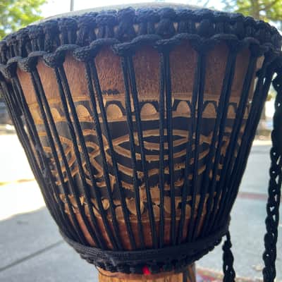 Vintage African Hand Carved Wood Djembe Hand Drum 22” image 14