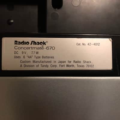 Radio Shack Concertmate 670 Keyboard Synth Black image 3