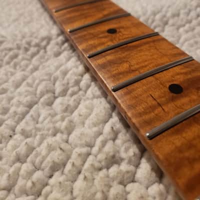 #NS-M14- USA made Nitro neck with Killer Roasted flame maple.NO fret tangs.Made to fit a Strat style body You never felt frets like this. image 3