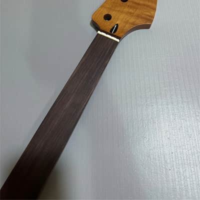 30inch 20fret Rosewood Short Scale Fretless Roasted Flame Maple Bass guitar neck heel width :56.5-57.5mm. image 5