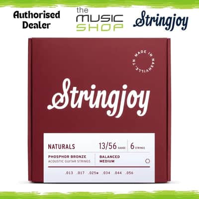 Stringjoy 13-56 Balanced Medium Naturals Phosphor Bronze Acoustic Guitar Strings image 1