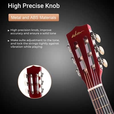 ADM Beginner Acoustic Classical Guitar 30 Inch Nylon Strings Wooden Guitar Bundle Kit for Kid Boy Girl Student Youth Guitarra Online Lessons with Gig Bag, Strap, Tuner, Extra String, Pick,Natural image 2