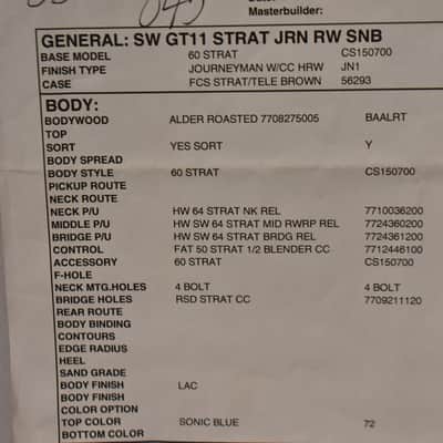 2024 Fender Custom Shop GT11 Stratocaster Journeyman Relic Sonic Blue w/OHSC image 23