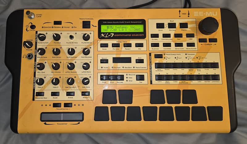 E-MU Systems XL-7 Command Station 128-Voice Synthesizer 2001 - Yellow / Black - with extra Composer ROM image 1