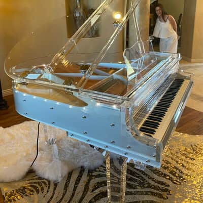 Stunning transparent / white/ acrylic Crystal Grand Piano image 7