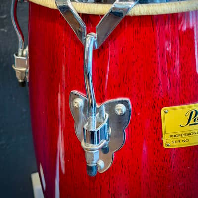 Pearl Professional Series Mini Congas 1990s - Cherry Red w/ Stand image 4