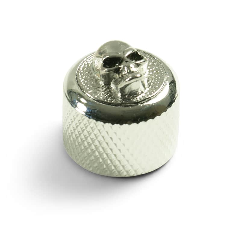 Q-Parts QPAS-DC Knobs With Angry Skull Inlay Set of 2 - Dome Chrome image 1